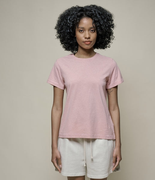 WOMEN'S T-SHIRT, COTTON HEMP, 4,6OZ/SQ.YD., RELAXED FIT FADED PEACH