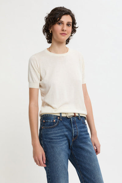 MAGLIA MANICHE CORTE CON COLLO ROTONDO WHITE