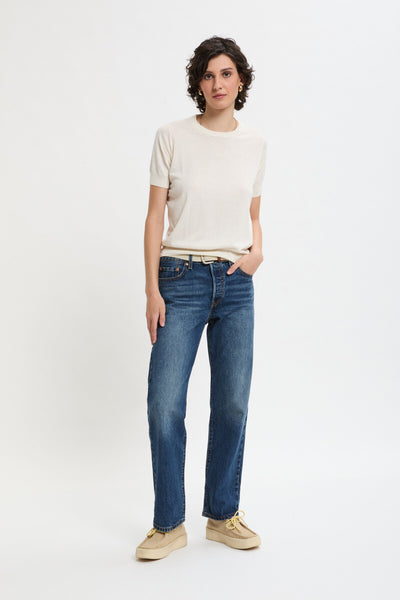 MAGLIA MANICHE CORTE CON COLLO ROTONDO WHITE