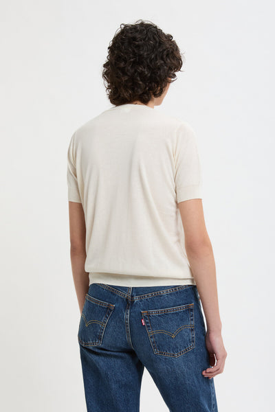 MAGLIA MANICHE CORTE CON COLLO ROTONDO WHITE