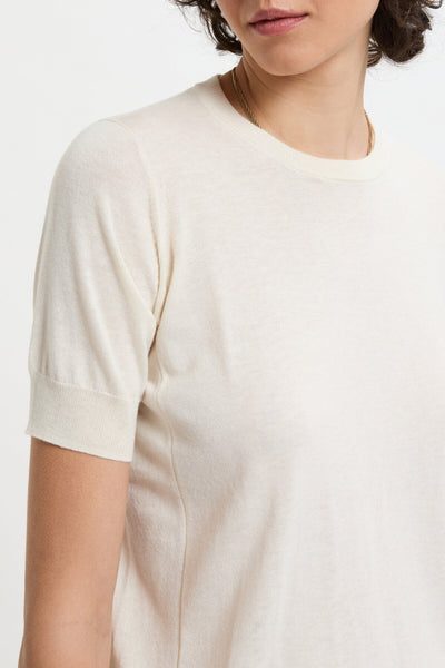 MAGLIA MANICHE CORTE CON COLLO ROTONDO WHITE