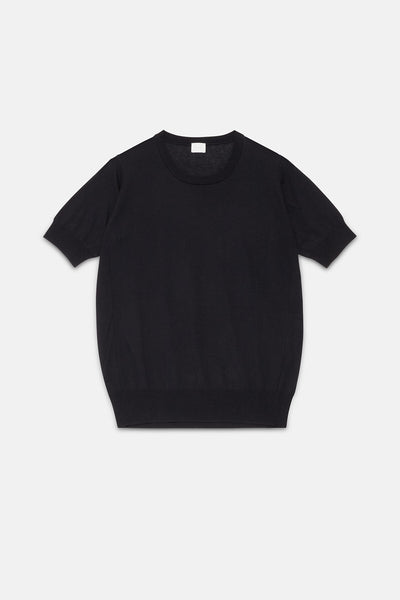 MAGLIA MANICHE CORTE CON COLLO ROTONDO NAVY