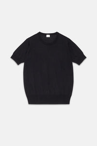 MAGLIA MANICHE CORTE CON COLLO ROTONDO NAVY