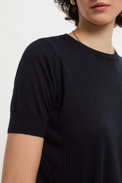 MAGLIA MANICHE CORTE CON COLLO ROTONDO NAVY