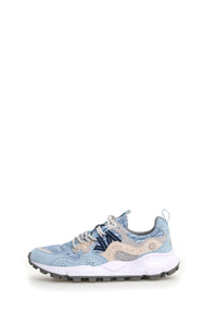 YAMANO 3 WOMAN SUEDE/FABRIC CHECKED GREY-BLUE