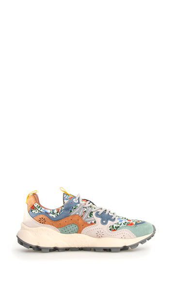 YAMANO 3 SUEDE/PRINT COTTON SPRING FLOWERS GREY-MILK