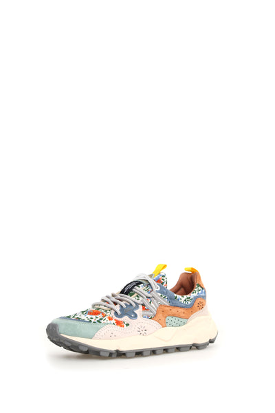 YAMANO 3 SUEDE/PRINT COTTON SPRING FLOWERS GREY-MILK